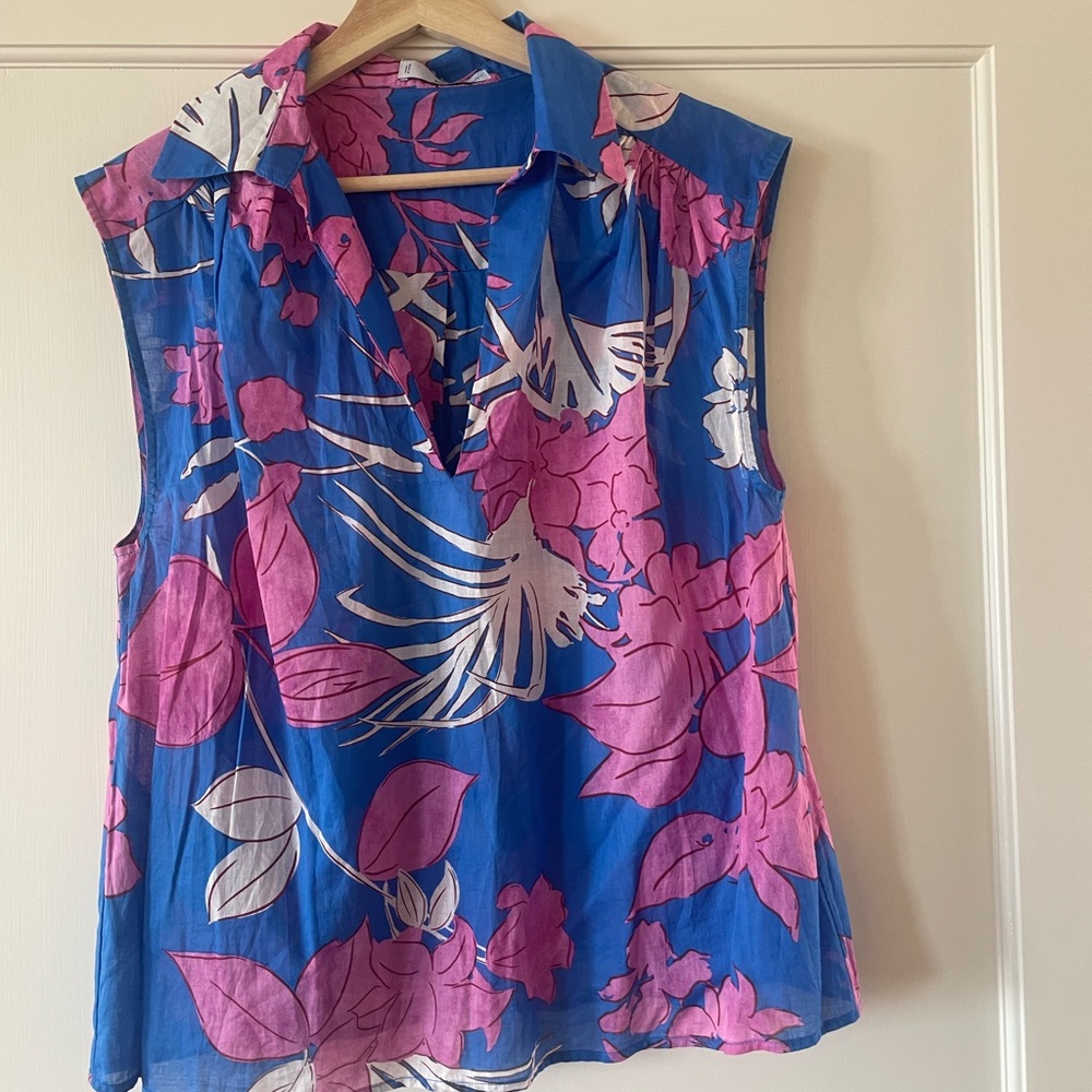 Mango Multicolored Sleeveless Graphic Blouse